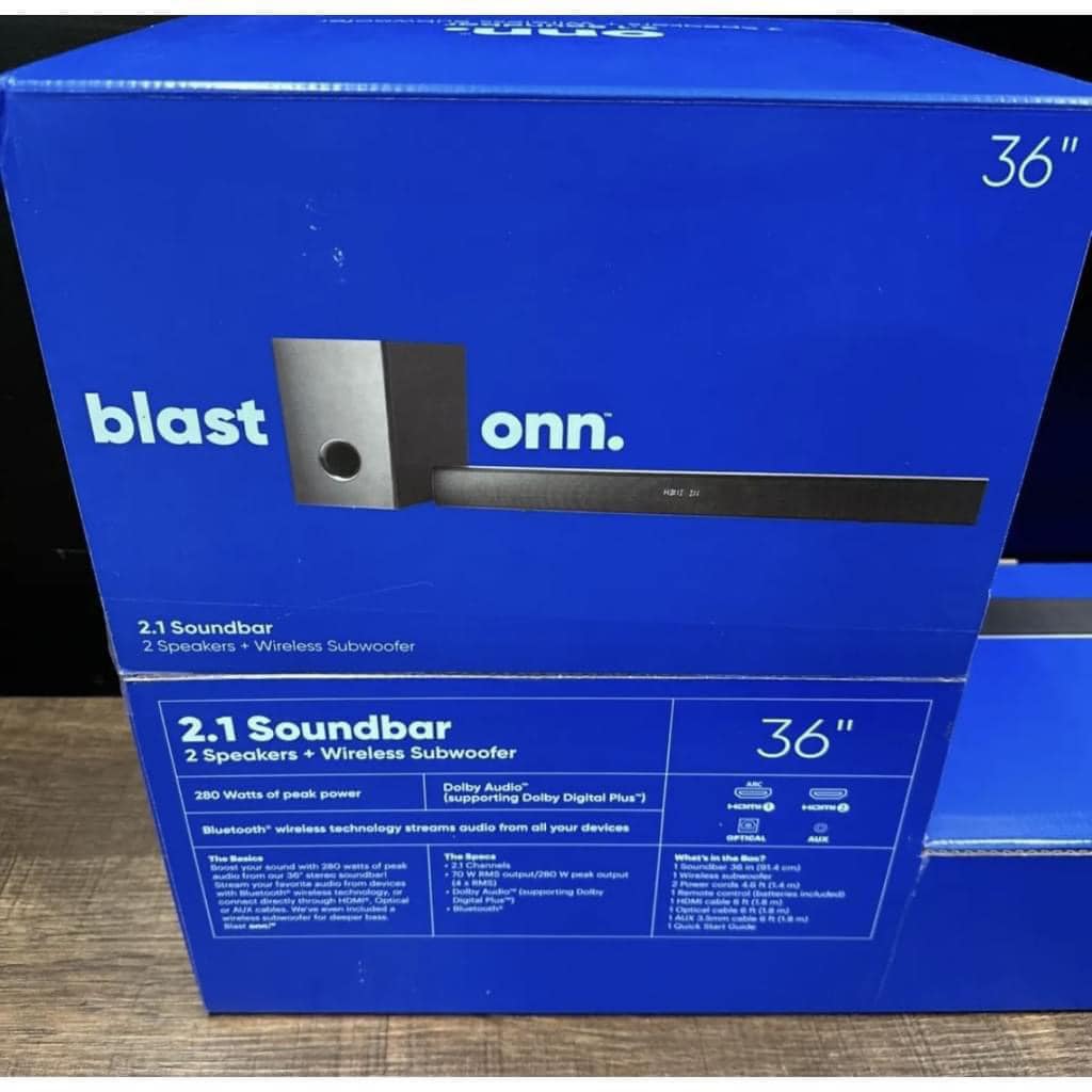 Loa Soundbar ONN 36 Inch 2.1 Kèm Subwoofer Không Dây – Công Suất 280W, Dolby Digital Plus