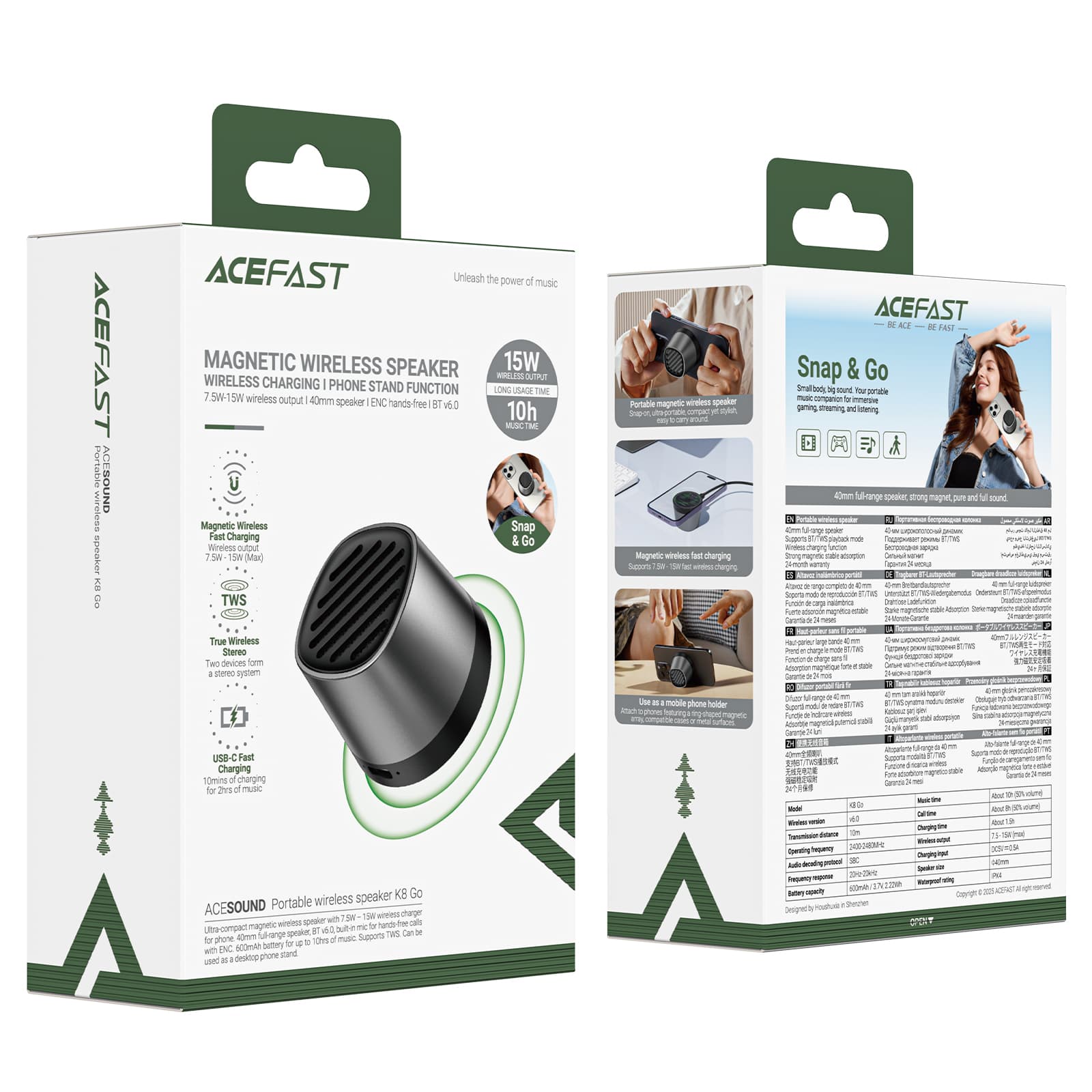 Loa Bluetooth Di Động ACEFAST K8 Go – Loa Không Dây Nhỏ Gọn, Tích Hợp Sạc Không Dây Tiện Lợi