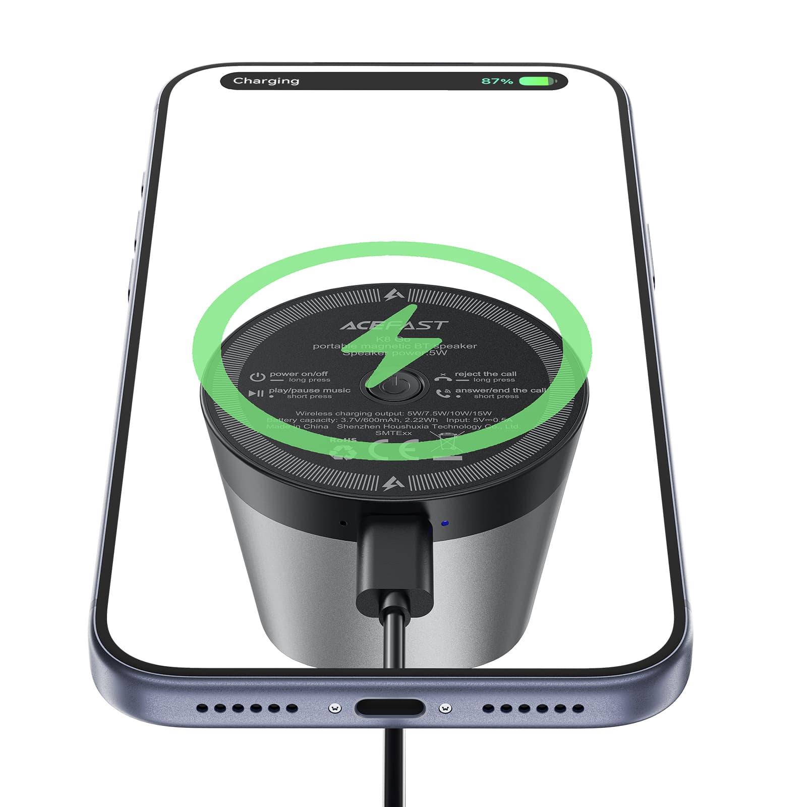 Loa Bluetooth Di Động ACEFAST K8 Go – Loa Không Dây Nhỏ Gọn, Tích Hợp Sạc Không Dây Tiện Lợi