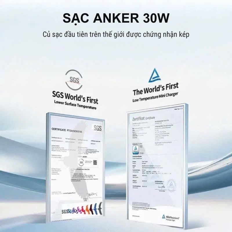 Củ Sạc GaN Anker Zolo 30W PD Sạc Nhanh Không Nóng, Chân Gập Gọn