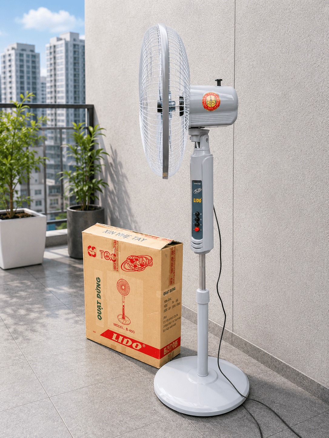 Quạt đứng Lido B-400 công suất 50w chiều cao tối đa 1.5m quạt mạnh gió êm BH 12 tháng