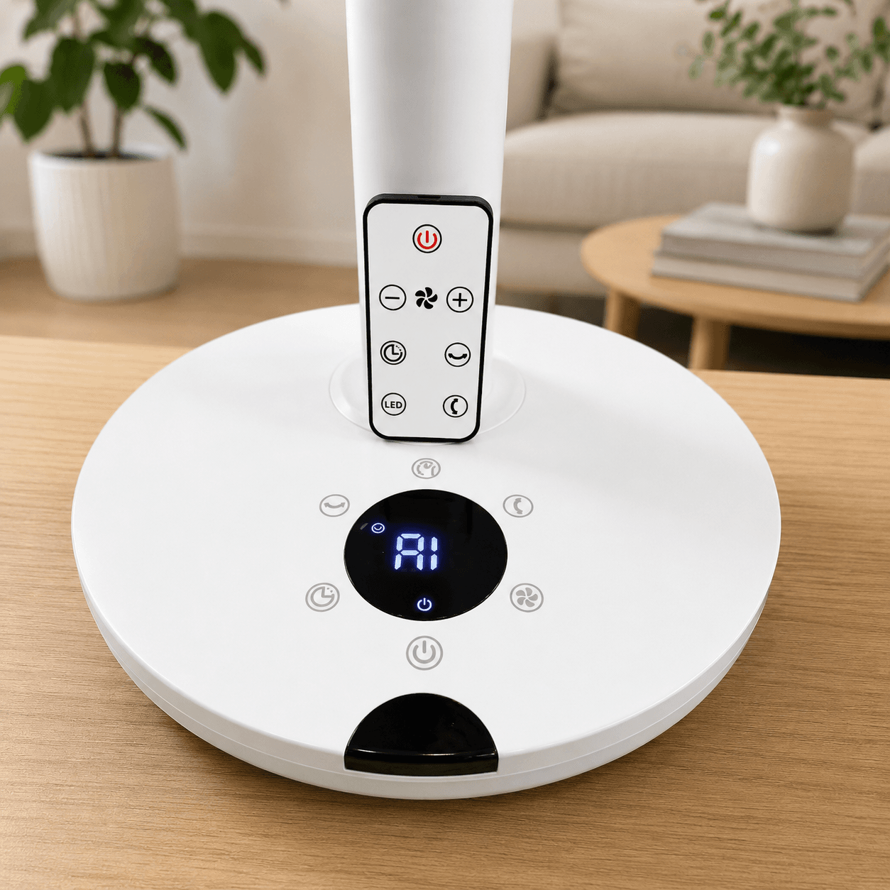 Quạt cây tuần hoàn cao cấp TEKNOS êm ái, hàng xuất Nhật, tích hợp AI, xoay 180 độ , có remote