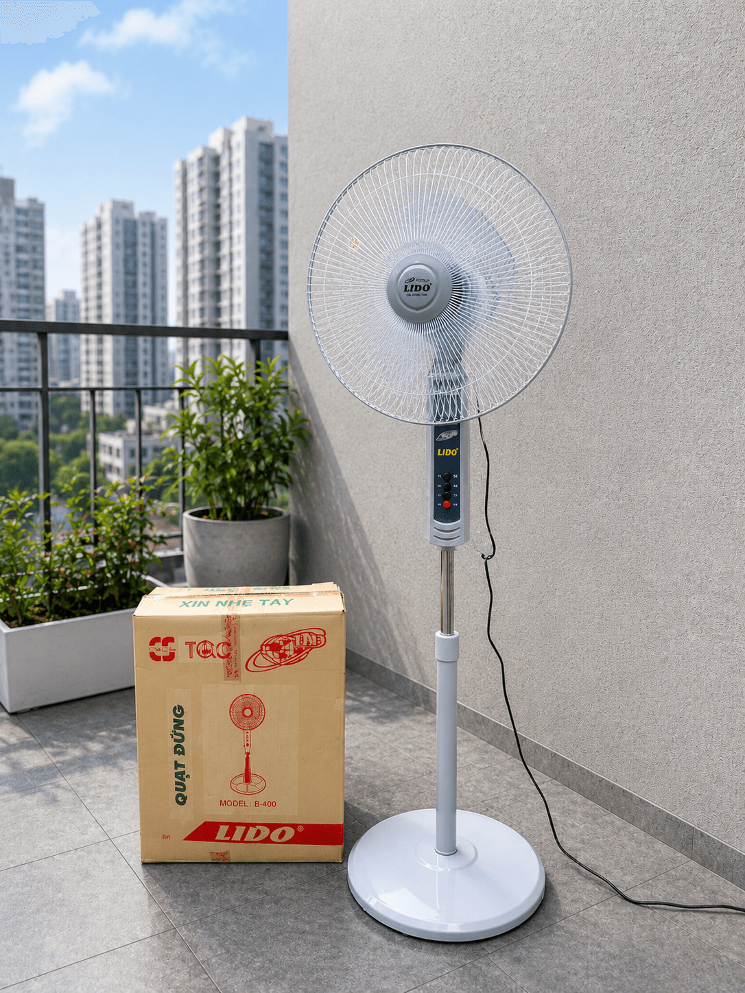 Quạt đứng Lido B-400 công suất 50w chiều cao tối đa 1.5m quạt mạnh gió êm BH 12 tháng