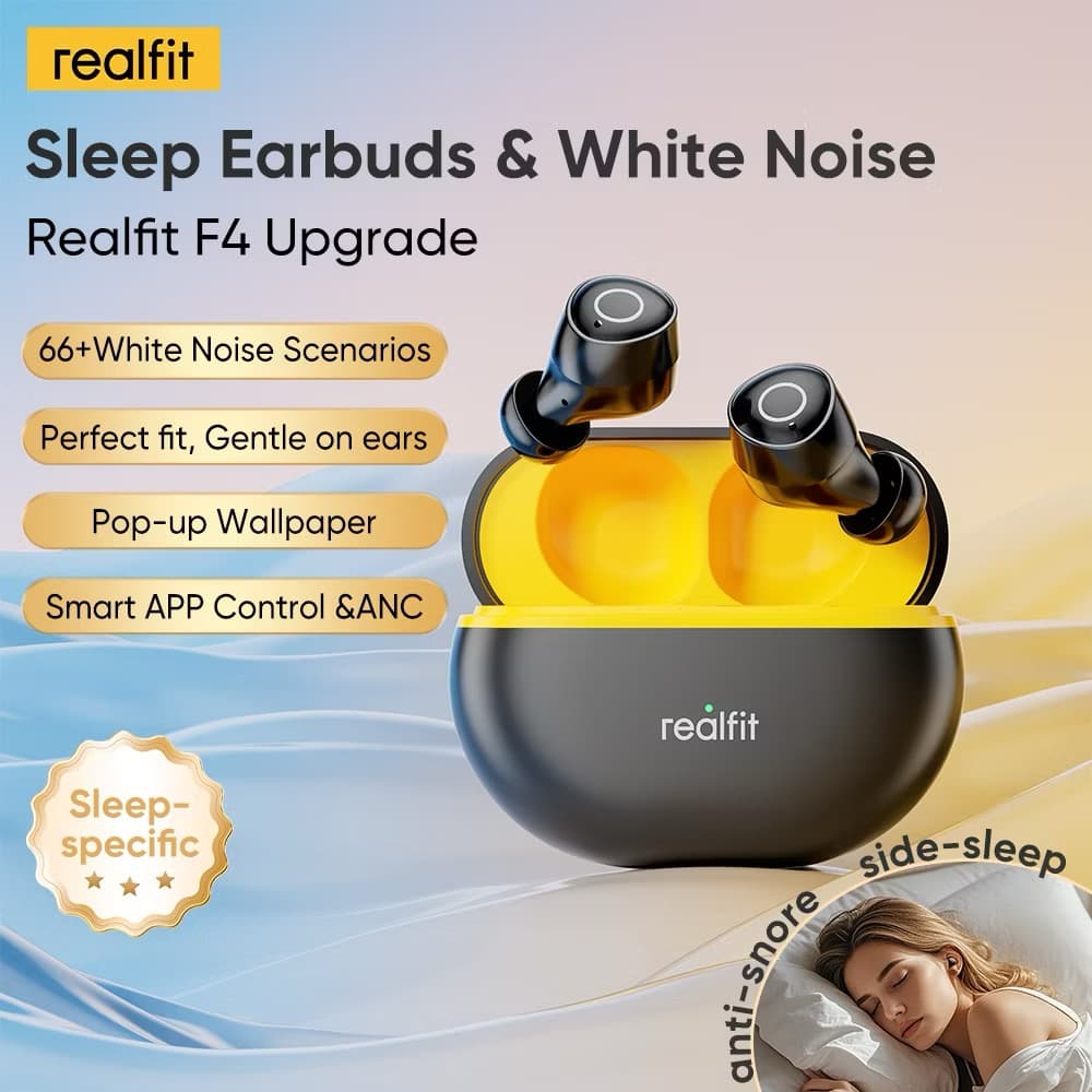 Tai Nghe Bluetooth Realfit F4 Nâng cấp Hoàn Toàn Mới,Chống ồn ANC-40dB, APP Riêng