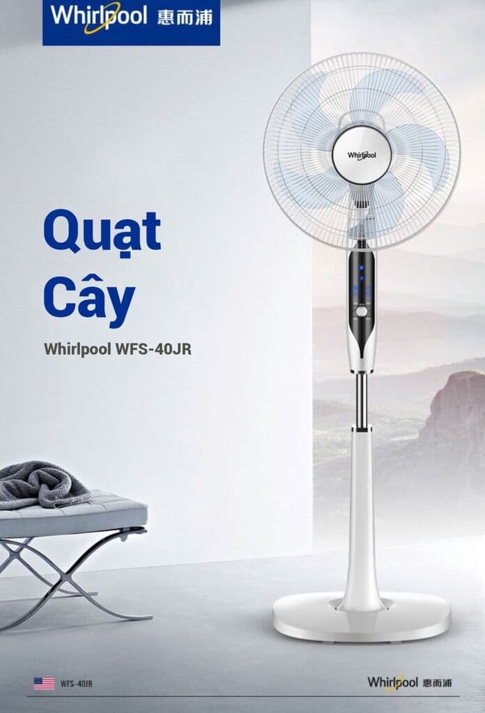 Quạt cây hãng Whirlpool (Mỹ) ,siêu mạnh , ko điều khiển - không chổi than