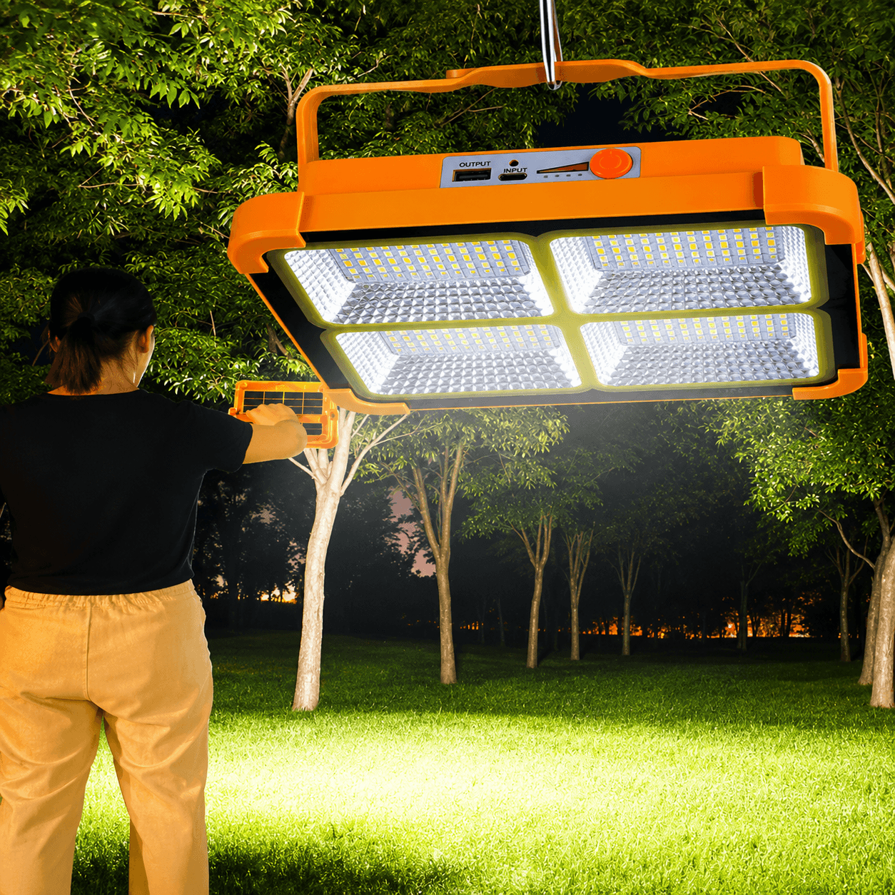 Đèn LED Năng Lượng Mặt Trời 150W- 264 LED Siêu Sáng - Chống Nước IP66 - Sạc USB Kiêm Pin Dự Phòng