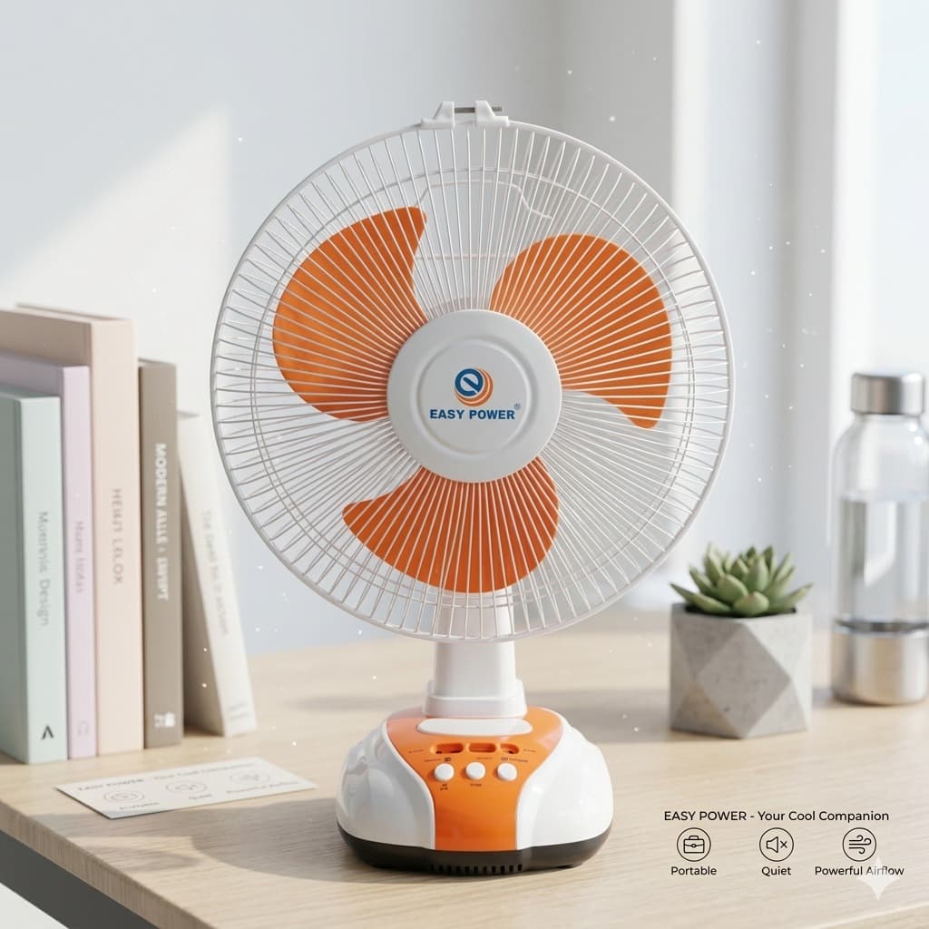 Quạt bàn tích điện, chạy điện 220v EP-2112A 12 inch hãng EASY POWER