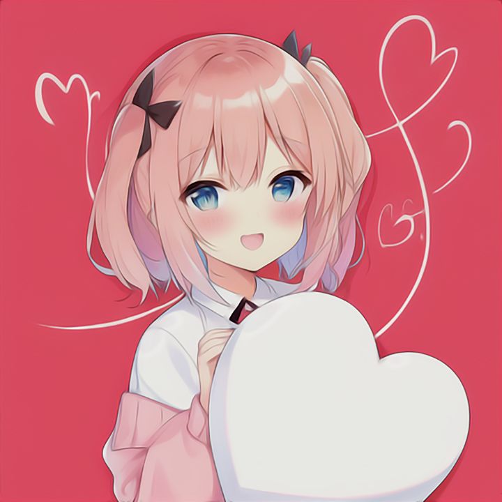 Cute Anime Girl with hearts - XayaM - Digital Art & AI ...