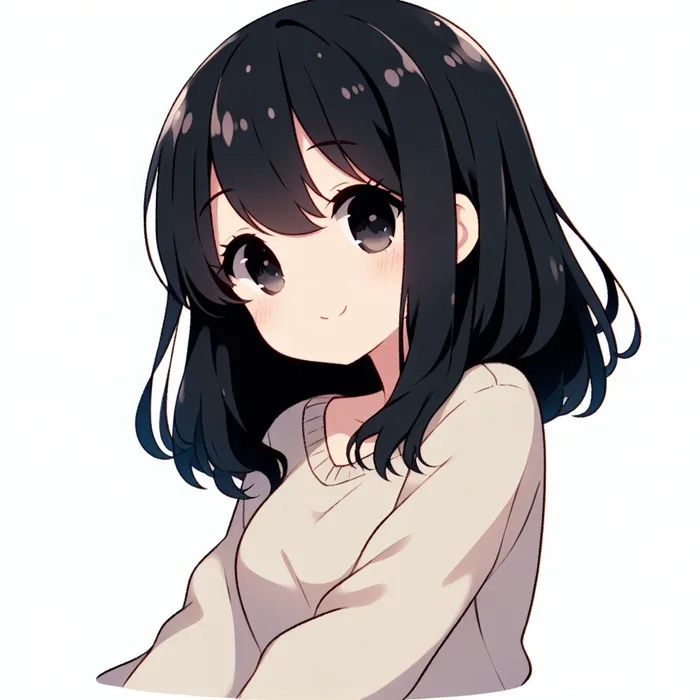 Kawaii Anime Girl with Black Hair Sitting Down | AI Art ...