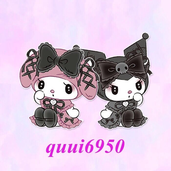 2pcs Cute Kuromi & My Melody Auto Car Sticker Laptop Vinyl Decal Set Gift