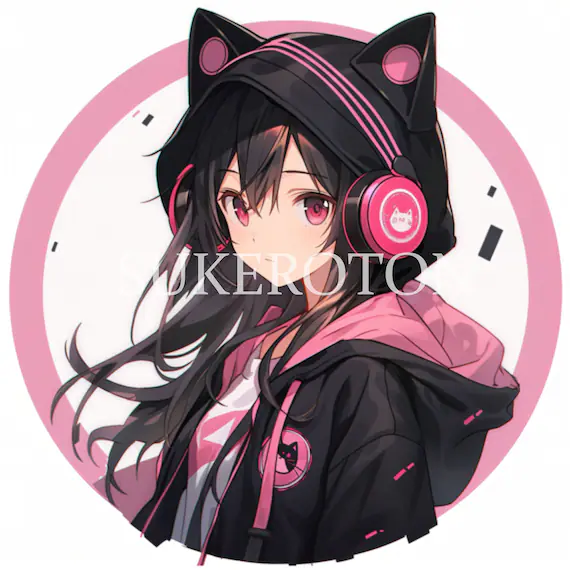 Cute Anime Girl With Cat Ears Clipart, Anime Catgirl Instant Download PNG  Design, Commercial Use PNG, Anime Digital Print