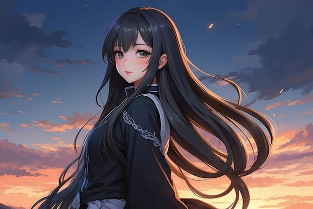 Anime girl with long hair | Premium AI-generated image