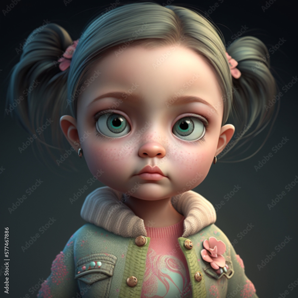 cute avatar girl for profile 3d model Stock Illustration ...