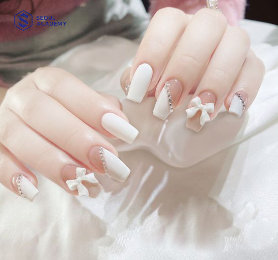 Top 40+ mẫu nail đính nơ đẹp tiểu thư hot nhất 2024