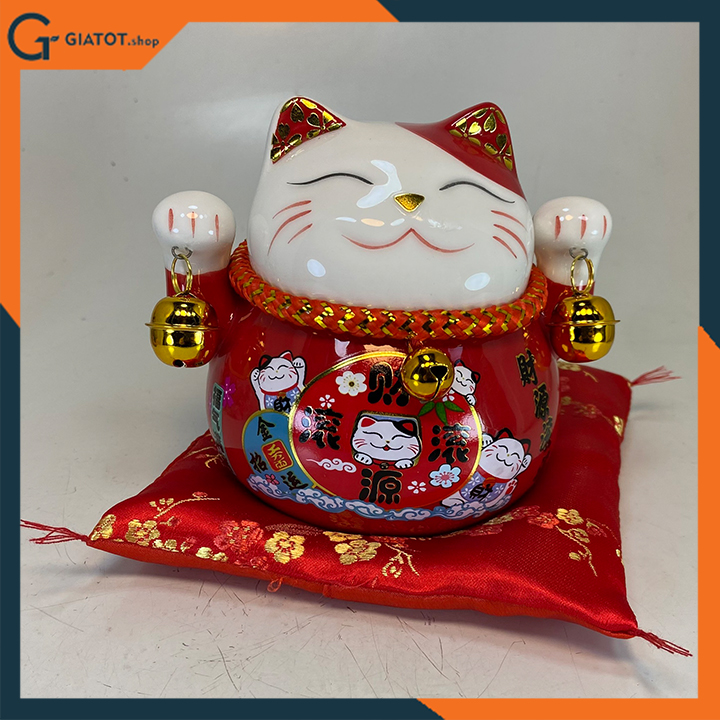 Mèo thần tài may mắn Maneki Neko 10cm kiêm hũ tiết kiệm là ...