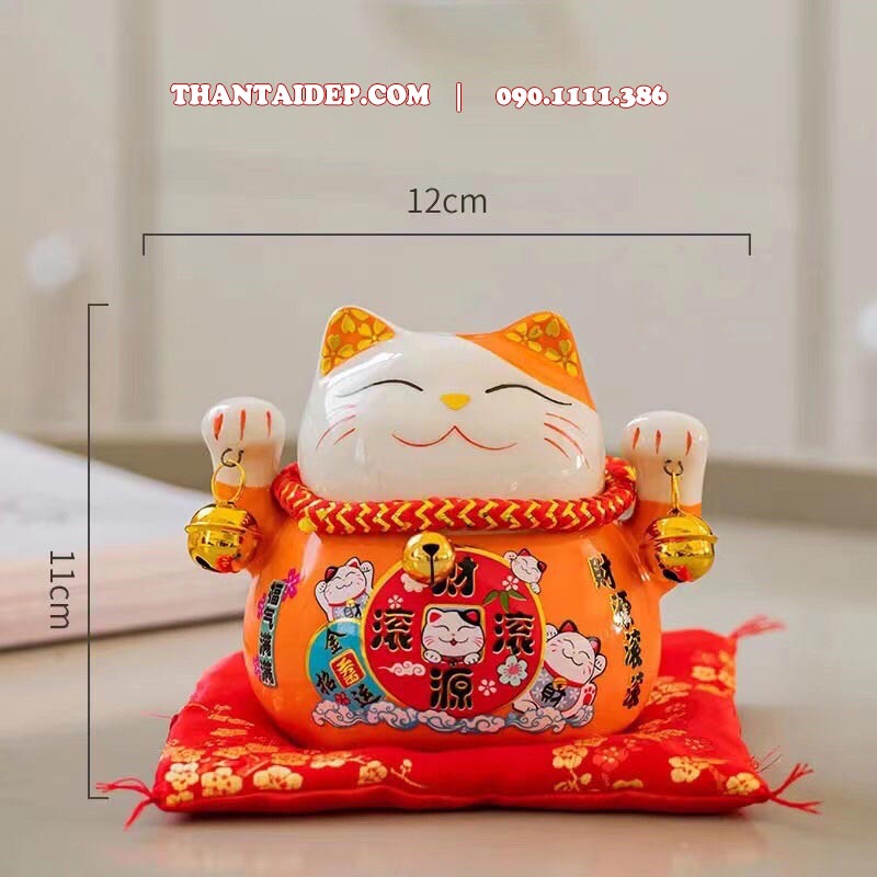 Mèo thần tài mini Khai Trương Đại Cát 10cm