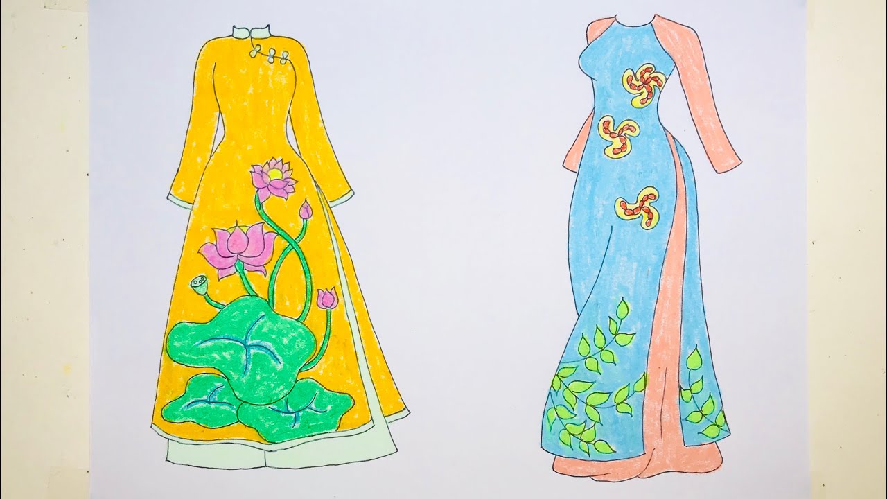 VẼ ÁO DÀI TRUYỀN THỐNG VIỆT NAM PHẦN 2 | draw Vietnamese traditional long  dress